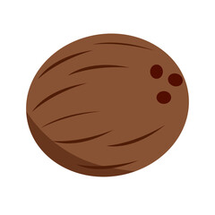 flat simple illustration of a brown coco nut in a shell half white