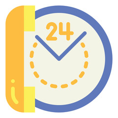 24 hours flat icon style