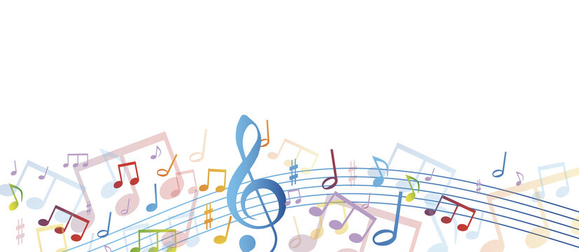 note musicali su sfondo nero, concetto di musica, concerto	, png, trasparente