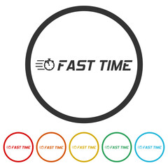 Fast time logo icons in color circle buttons