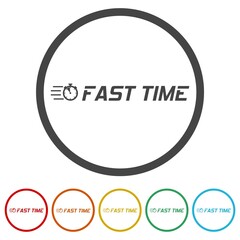 Fast time logo icons in color circle buttons