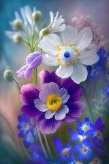 Fototapeta na wymiar beautiful fresh colorful spring flowers generative ai