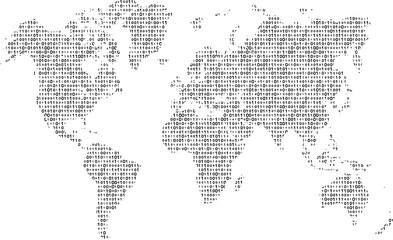 Fototapeta premium World map with binary code