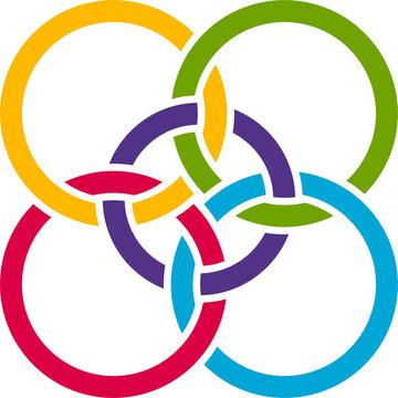 Five interlocked circles symbol