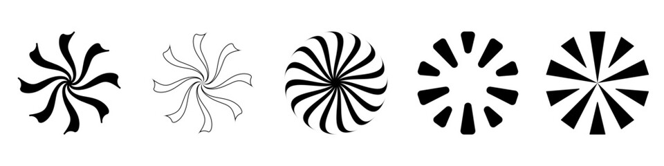 Icon set of Spiral and rotation circle design elements. Flat vector illustration