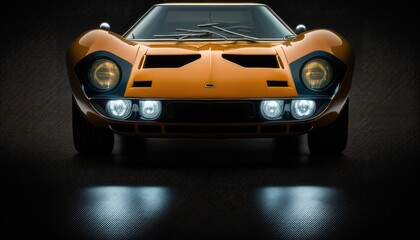 Classic sporting car view. Car headlight. Generative AI