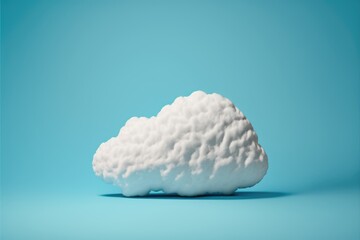 3d rendering of white fluffy cloud with shadow on blue background