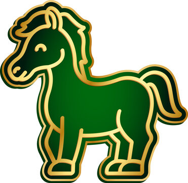 Transparent Green Gold Animal Badge