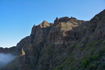 Mountains with fog at Masca, in Tenerife in Spain