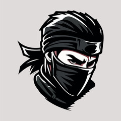 Ninja head mascot esport logo vector illustration with isolated background © tanjidvect