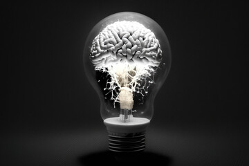 Light Bulb with Brain and Neurons Generative AI