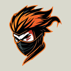 Ninja head mascot esport logo vector illustration with isolated background