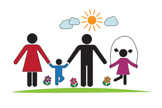 Happy family at the park vector icon isolated