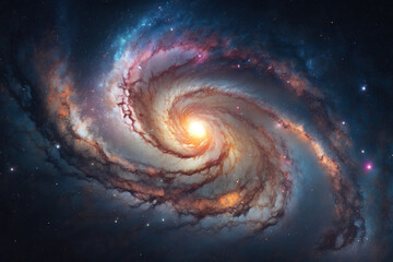Spiral galaxy in space background. AI Generative