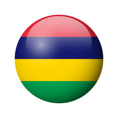 Mauritius flag - glossy circle badge. Vector icon.