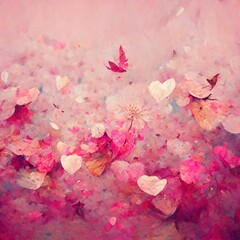 Pink petals abstract background wall paper painting