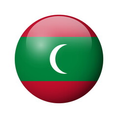 Maldives flag - glossy circle badge. Vector icon.