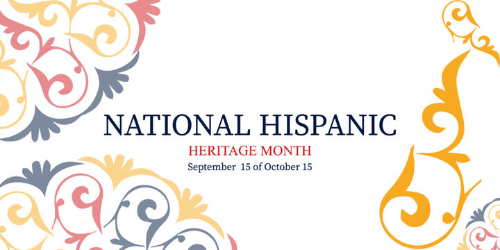 National Hispanic Heritage Month. Vector illustration. National colors and patterns.