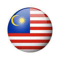Malaysia flag - glossy circle badge. Vector icon.