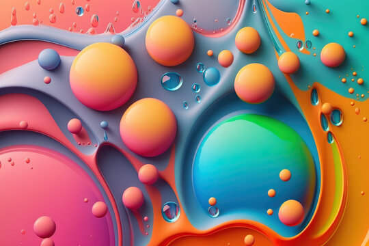 Vibrant colorful water drops background wallper, Generative AI 