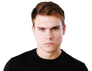 Obraz premium A serious confident young man in clothes