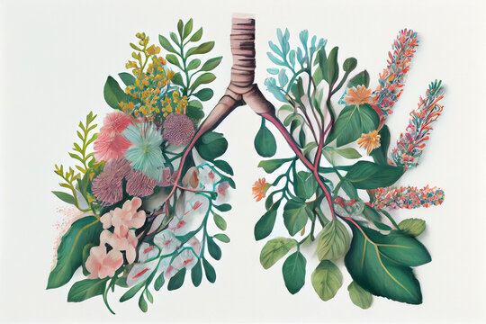 Menschliche Lunge aus grünen Planzen, Konzept zur Rettung der Erde und der Umwelt - Generative Ai