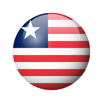 Liberia flag - glossy circle badge. Vector icon.