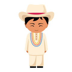 Honduran male cartoon character in traditional ethnic costume. Man in Honduras clothes. Isolated flat vector illustration.