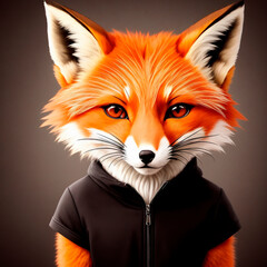 Obraz premium red fox cartoon. Generative ai