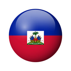 Obraz premium Haiti flag - glossy circle badge. Vector icon.