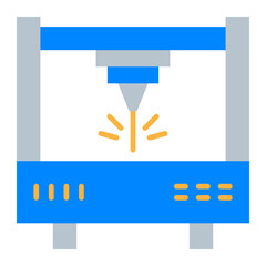 Fototapeta premium Laser Cutting Machine Flat Icon