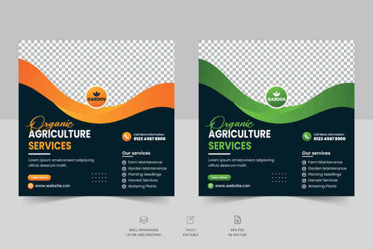 Agricultural And Farming Services Social Media Post Banner And Agro Farm Web Banner Template Design