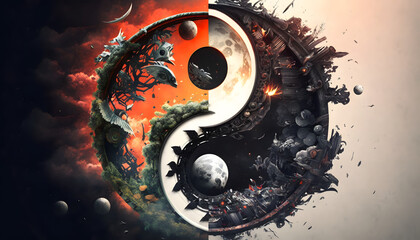 yin yang fantaisy, généré par IA