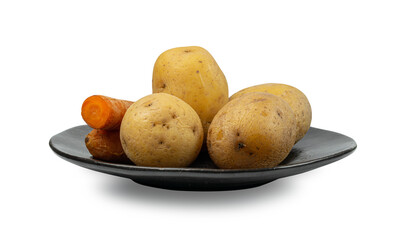 Boiled Potato in Skin Isolated, Whole Prepared Unpeeled Vegetables, Healthy Diet Ingredient, Boiled Potato