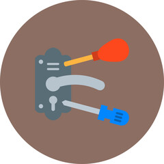 Lock Repair Multicolor Circle Flat Icon