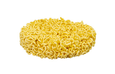 Dry Instant Noodles Isolated, Round Asian Pasta, Traditional Korean Ramen, Uncooked Instant Egg Noodles