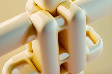 3d abstract geometric figures on beige background