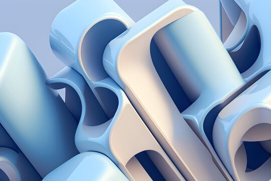 3d abstract geometric figures on blue background