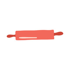 Cartoon Color Cute Rolling Pin Kitchen Icon Concept Flat Design Style Isolated on a White Background. Vector illustration