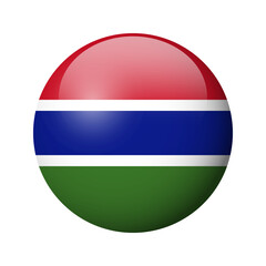 Fototapeta premium Gambia flag - glossy circle badge. Vector icon.
