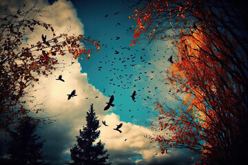 What is autumn? This is the sky The weeping sky under your feet Birds with clouds are flying in puddles Autumn