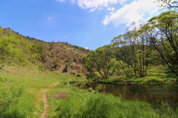 A footpath alongside the river in the beautiful valley near Mohelno, Czech republic