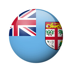 Fiji flag - glossy circle badge. Vector icon.