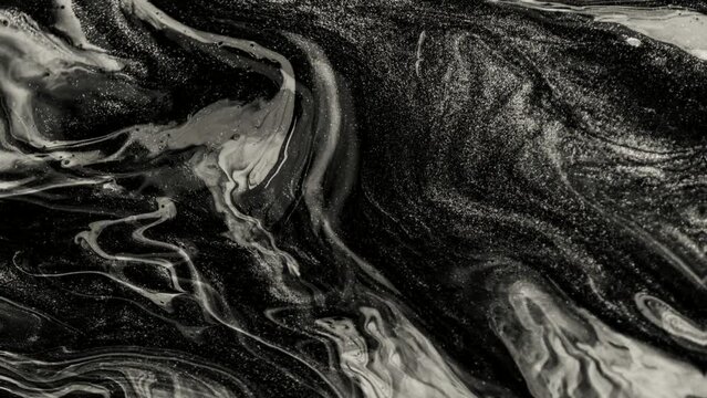 Abstract background of black and white liquid marble movement. Abstract background of marble liquid waves, water ripples, waves, colorful liquid paint. Beautiful liquid art 3D Abstract Marble video.4K