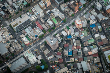Tokyo shitamachi downtown Japan from Above