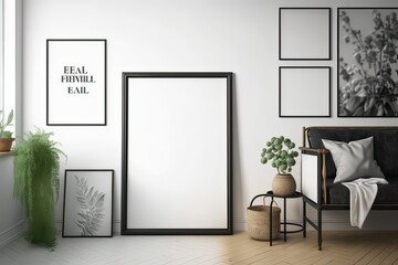 Scandinavian Interior Frame Mockup: Perfect for Designers!. Photo generative AI