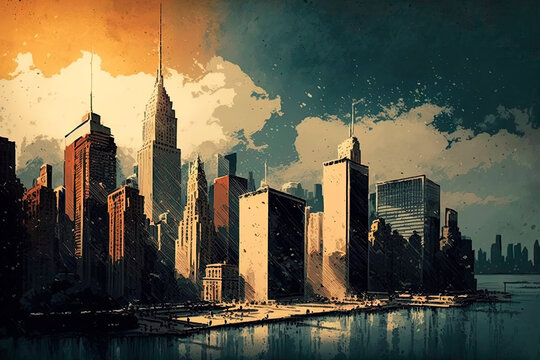 Old style picture of new york. Generative AI