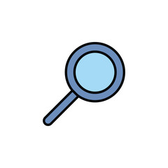 Magnifier Sign Black Thin Line Icon Symbol of Discovery and Research, Analysis. Vector illustration of Loupe