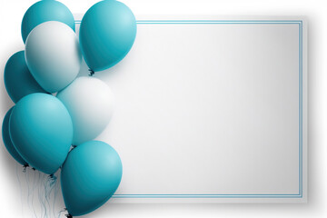 Blue birthday decor, babyshower with balloons an presents ideal for celebration backgrounds created with Generative AI technology
