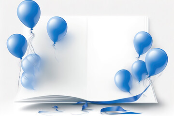 Blue birthday decor, babyshower with balloons an presents ideal for celebration backgrounds created with Generative AI technology